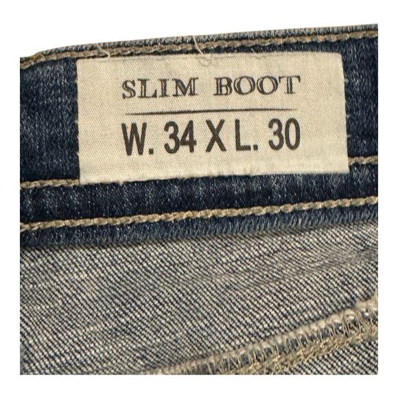 TK Axel Slim Boot Stretch Jeans Men's Size 34X30 Medium Wash Western Cowboy - Picture 2 of 9